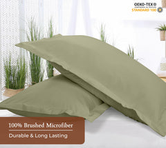 Royale Linens Pillow Shams 2 Pack -Brushed 1800 Microfiber -Bed Pillow Shams, Wrinkle & Fade Resistant Super Soft and Cozy -Back Overlap Closure - Oxford Pillowcase (Sage)