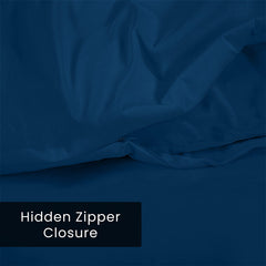 ROYALE LINENS Navy Duvet Cover  - Duvet Cover Set - 3 Piece Double Brushed Duvet Covers with Zipper Closure, 1 Duvet Cover and 2 Pillow Shams ( Navy)