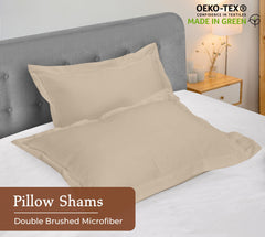 Royale Linens Pillow Shams 2 Pack -Brushed 1800 Microfiber - Bed Pillow Shams Wrinkle & Fade Resistant Super Soft and Cozy -Back Overlap Closure - Oxford Pillowcase (Sand)
