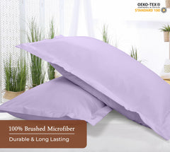Royale Linens Pillow Shams 2 Pack - Brushed 1800 Microfiber - Bed Pillow Shams, Wrinkle & Fade Resistant Soft and Cozy -Back Overlap Closure - Oxford Pillowcase ( Lavender)