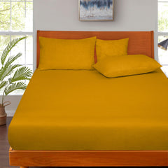 Royale Linens 300 Thread Count 100% Long Staple Combed Cotton Fitted Sheet - Super Soft Deep Pocket Sheet - Yellow Fitted Sheet Size - Fitted Sheet Only - Elastic Sheet (Yellow)