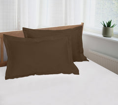 Royale Linens Pillow Shams 2 Pack - Brushed 1800 Microfiber - Bed Pillow Shams Wrinkle Resistant Super Soft and Cozy-Back Overlap Closure - Oxford Pillow Case (Chocolate)