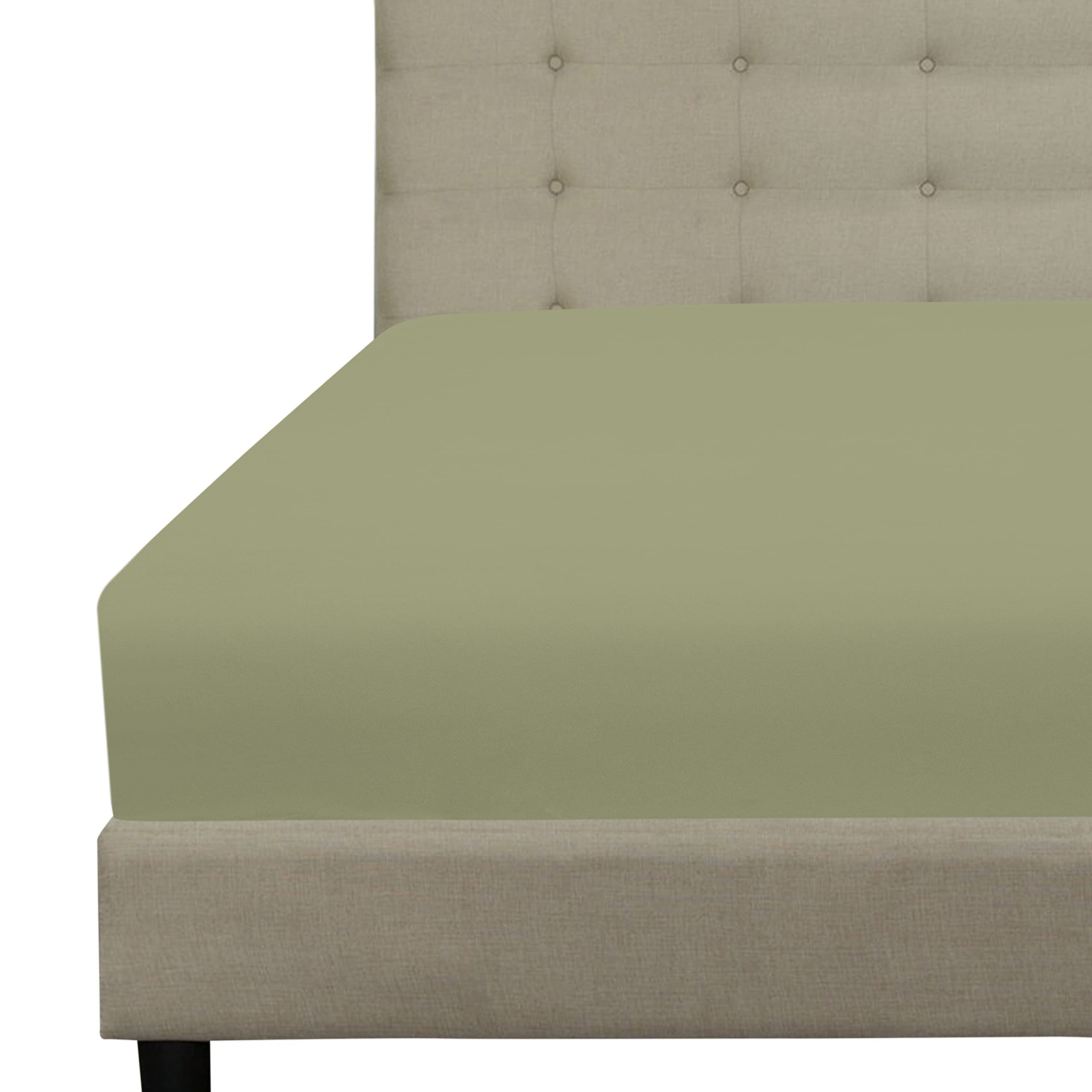 Royale Linens Fitted Sheet - Brushed Hotel Quality 1800 Ultra-Soft Wrinkle & Fade Resistant - Bottom Sheet - Deep Pocket Stretches Up to 16" - Fitted Sheet Only - Elastic Sheet (SageGreen)