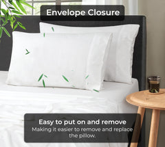 Royale Linens Cooling Pillow Cases Set of 2-100% Rayon Derived from Bamboo Cooling Pillowcase for Hot Sleepers - Soft & Silky Pillow Covers with Envelope Closure (White)