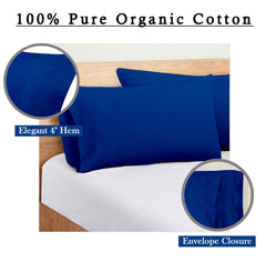 ROYALE LINENS 300 Thread Count 100% Long Staple Combed Cotton Pillowcases Set of 2 - Ultra Soft - Bed Pillow Cover -  - Breathable, Cool & Crisp Percale Pillow Cases (Dark Navy)
