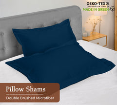 Royale Linens Pillow Shams 2 Pack -Brushed 1800 Microfiber - Bed Pillow Shams, Wrinkle & Fade Resistant Super Soft and Cozy -Back Overlap Closure - Oxford Pillowcase (Navy)