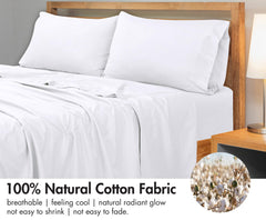 Royale Linens 300 Thread Count 100% Long Staple Combed Cotton Flat Sheet - Super Soft - Top Sheet - Flat Sheet Sold Separately - Breathable, Cool & Crisp Percale Flat Sheet Only (White)