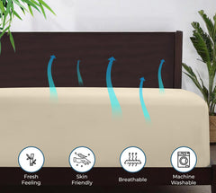 Royale Linens Rayon Derived Bamboo Viscose Fitted Sheet Only - Cooling Fitted Sheets for Bed - Deep Pocket Up to 16" - Organic Viscose Derived from Bamboo - Breathable Bottom Sheet (Sand)