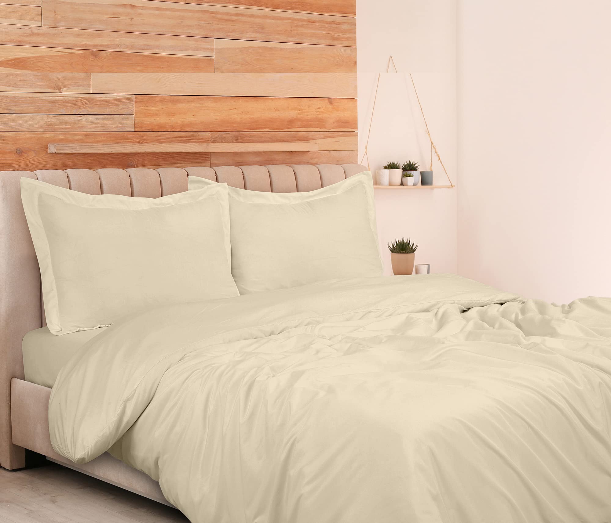 ROYALE Sand Duvet Cover  - Washed Duvet Cover Set, 3 Piece Double Brushed Duvet Covers with Button Closure - 1 Duvet Cover and 2 Pillow Shams - Comforter Cover