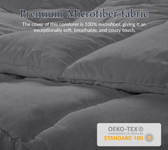 ROYALE Comforter - All Season Down Alternative Bedding Comforter - Lightweight Quilted Comforter with Corner Tabs - Ultra Soft Luxury Hotel Comforter - Box Stitched Duvet Insert ( Grey)