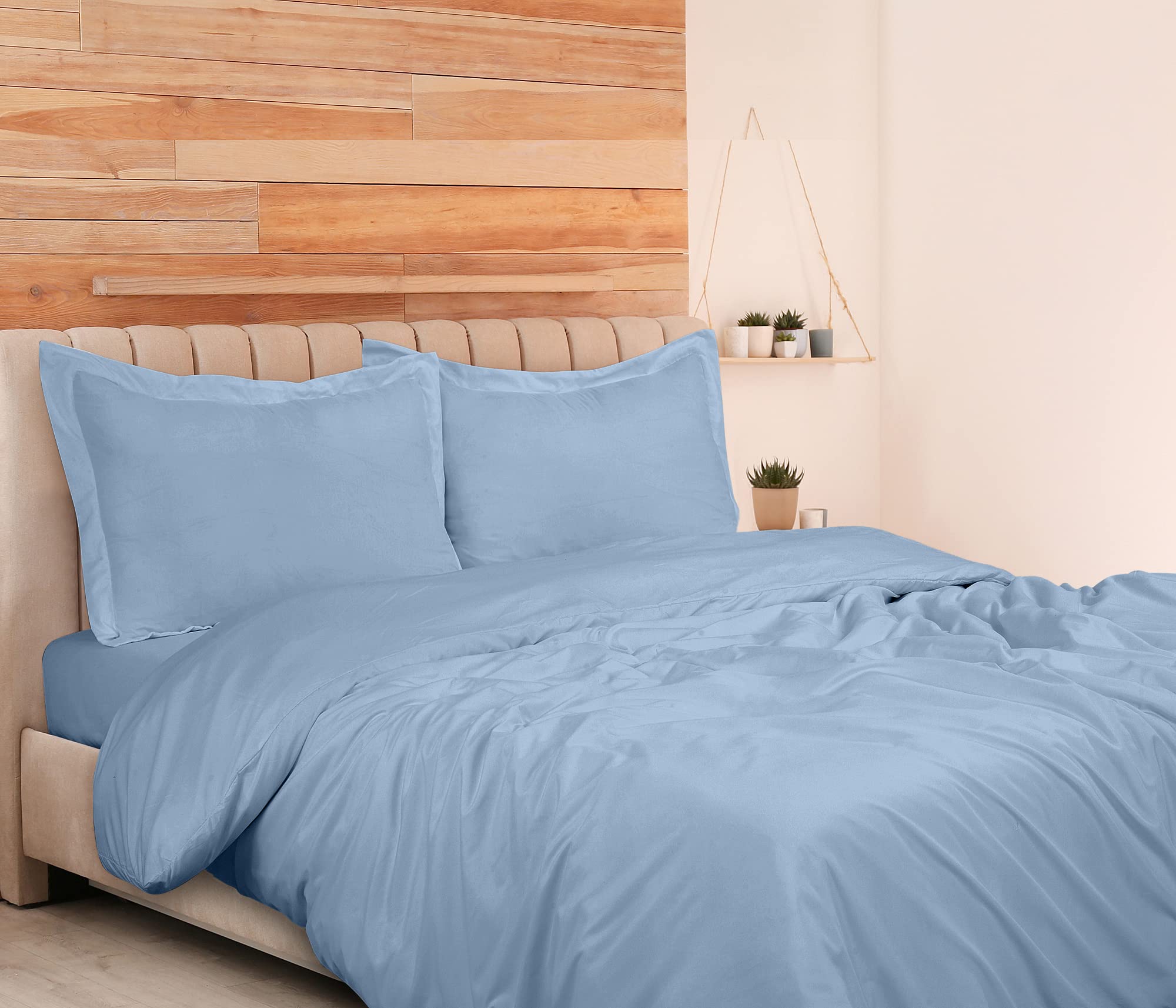 ROYALE Lake Blue Duvet Cover - Washed Duvet Cover Set, 3 Piece Double Brushed Duvet Covers with Button Closure - 1 Duvet Cover and 2 Pillow Shams - Comforter Cover