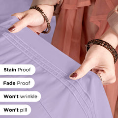 Royale Linens - 4 Piece Bed Sheet - Soft Brushed Microfiber 1800 Bedding Set - 1 Fitted Sheet, 1 Flat Sheet, 2 Pillowcase - Wrinkle & Fade Resistant Luxury Sheet Set (Lavender)