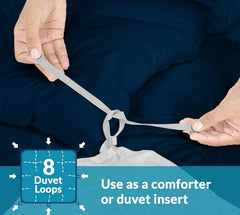 ROYALE Comforter - All Season Down Alternative Bedding Comforter - Lightweight Quilted Comforter with Corner Tabs - Ultra Soft Luxury Hotel Comforter - Box Stitched Duvet Insert ( Navy)