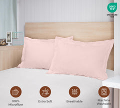 Royale Linens Pillow Shams 2 Pack - Brushed 1800 Microfiber - Bed Pillow Shams, Wrinkle Resistant Super Soft and Cozy - Back Overlap Closure - Oxford Pillowcase (Pink)
