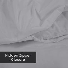 Royale Linens Silver Duvet Cover - Duvet Cover Set - 3 Piece Double Brushed Duvet Covers with Zipper Closure, 1 Duvet Cover and 2 Pillow Shams ( Silver)
