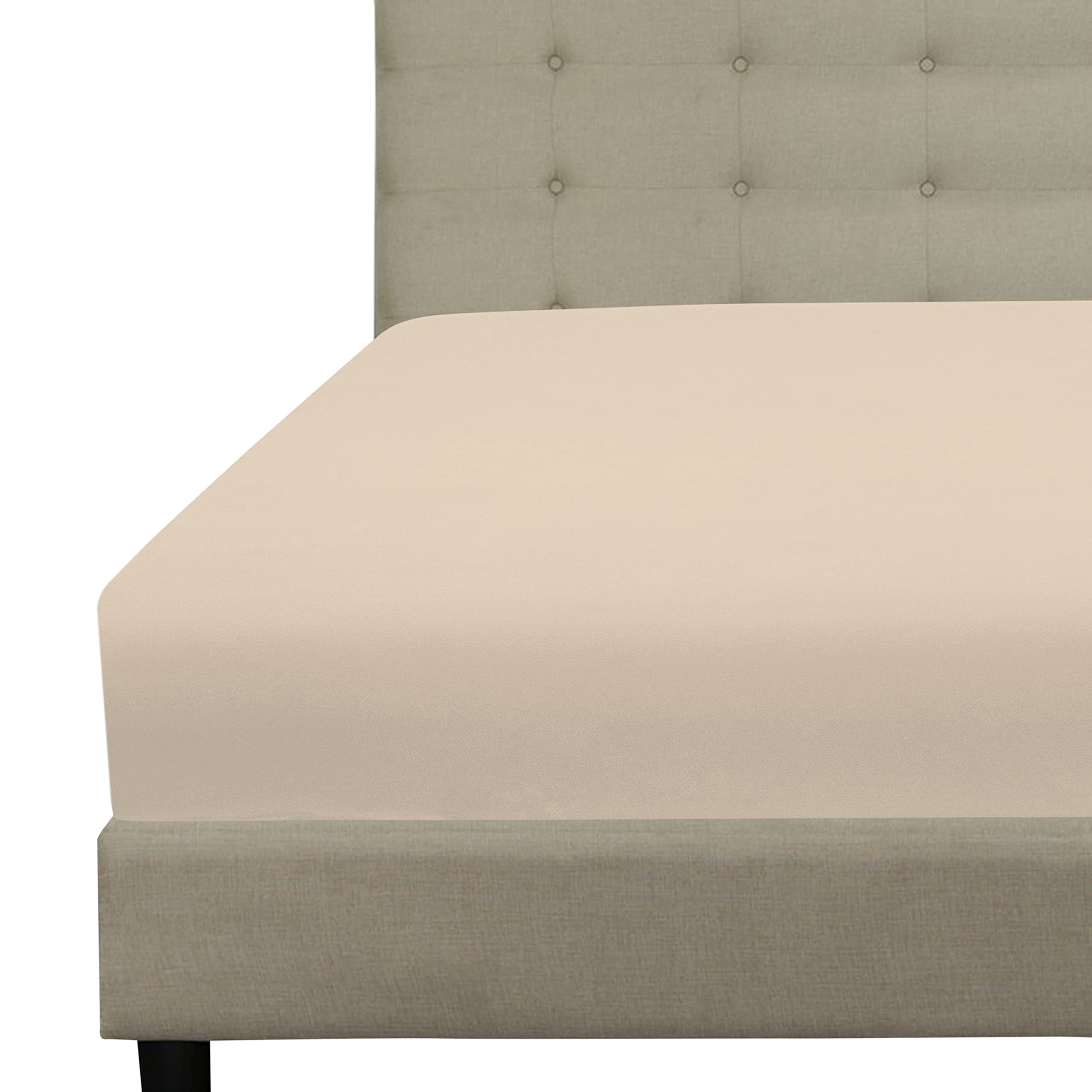 Royale Linens Fitted Sheet - Brushed Hotel Quality 1800 Ultra-Soft Wrinkle & Fade Resistant - Bottom Sheet - Deep Pocket Stretches Up to 16" - Fitted Sheet Only - Elastic Sheet ( Sand)