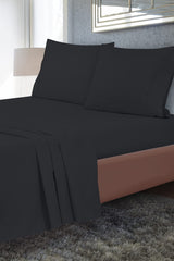 Royale Linens Flat Sheet Only - Brushed 1800 Microfiber - Ultra Soft & Breathable - Wrinkle & Stain Resistant - Hotel Quality Flat Sheet Sold Separately - Top Sheet For Bed - ( Black)