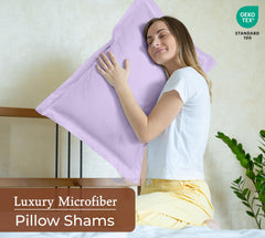 Royale Linens Pillow Shams 2 Pack - Brushed 1800 Microfiber - Bed Pillow Shams, Wrinkle & Fade Resistant Soft and Cozy -Back Overlap Closure - Oxford Pillowcase ( Lavender)
