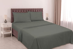 ROYALE LINENS Striped Bed Sheet Set - Microfiber 1800 Bedding - 1 Fitted Sheet, 1 Flat Sheet, 2 Pillow case - Wrinkle & Fade Resistant - 4 Piece Damask Stripe Bed Sheet Set (Stripe Grey)