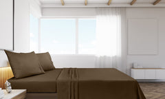 Royale Linens Flat Sheet Only - Brushed 1800 Microfiber - Ultra Soft & Breathable - Wrinkle Resistant - Hotel Quality Flat Sheet Sold Separately - Top Sheet for Bed (Chocolate)