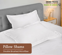 Royale Linens Pillow Shams 2 Pack - Brushed 1800 Microfiber - Bed Pillow Shams, Wrinkle & Fade Resistant Soft and Cozy - Back Overlap Closure - Oxford Pillowcase (White)