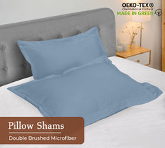 Royale Linens Pillow Shams 2 Pack - Brushed 1800 Microfiber - Bed Pillow Shams Wrinkle Resistant Super Soft and Cozy- Back Overlap Closure- Oxford Pillow Case (Lake Blue)