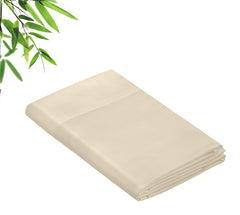 Royale Linens Bamboo Viscose Flat Sheets Only - Cooling Sheets - Organic Viscose Derived from Bamboo - Flat Sheet Only - Top Sheet - Breathable & Silky Bedding (Sand)