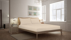 Royale Linens Fitted Sheet - Brushed Hotel Quality 1800 Ultra-Soft Wrinkle & Fade Resistant - Bottom Sheet - Deep Pocket Stretches Up to 16" - Fitted Sheet Only - Elastic Sheet ( Sand)