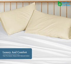 Royale Linens 400 Thread Count 100% American Grown Cotton Pillowcase Set - Luxury Sateen Pillow case - 20"x30" Inch - Soft & Smooth Set of 2 Beige Pillowcases - (Moroccan Sand)