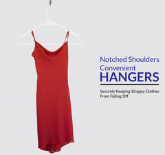 ROYALE White Plastic Hangers For Clothes - Heavy Duty Plastic Clothes Hanger Ideal For Everyday Standard Use - Lightweight & Space Saving Notched Plastic Hangers - Slim & Sleek Shoulder Groove