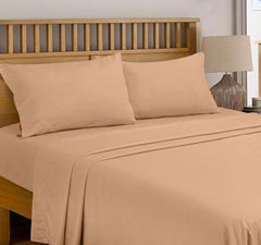 ROYALE LINENS 300 Thread Count 100% Long Staple Combed Cotton Flat Sheet - Super Soft - Top Sheet - Flat Sheet Sold Separately - Breathable, Cool & Crisp Percale Flat Sheet Only ( Sand)