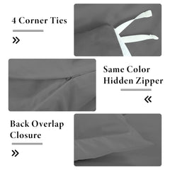 ROYALE LINENS Grey Duvet Cover  - Duvet Cover Set - 3 Piece Double Brushed Duvet Covers with Zipper Closure, 1 Queen Duvet Cover and 2 Pillow Shams ( Grey)