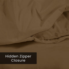 Royale Linens Chocolate Duvet Cover - Duvet Cover Set - 3 Piece Double Brushed Duvet Covers with Zipper Closure, 1 Duvet Cover  and 2 Pillow Shams ( Chocolate)