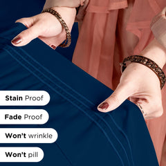 ROYALE LINENS - 4 Piece Bed Sheet - Soft Brushed Microfiber 1800 Bedding Set - 1 Fitted Sheet, 1 Flat Sheet, 2 Pillow case - Wrinkle & Fade Resistant Luxury Sheet Set (Navy)