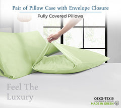 Royale Linens 400 Thread Count 100% American Grown Cotton Pillowcase Set - Luxury Sateen Pillow case - 20"x30" Inch - Soft & Smooth Set of 2 Green Pillowcases - ( Florentine Sage)
