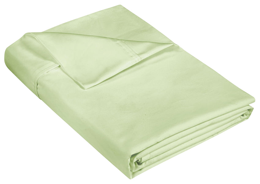 400 Thread Count 100% American Grown Cotton Flat Sheet - Cooling Sheets - Sheets - Luxury Sateen Weave - Flat Sheet Sold Separately - Soft Green Flat Sheet Only ( Florentine Sage)