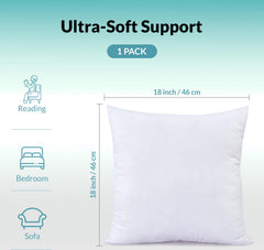 ROYALE LINENS Throw Pillow Insert - Square Pillow - Bed & Couch Pillow - Sofa Pillow Insert - Decorative Pillow Insert - Inner Cushion - Pillow & Shams Stuffer White 1 Pack Pillow Insert