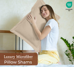 Royale Linens Pillow Shams 2 Pack -Brushed 1800 Microfiber - Bed Pillow Shams Wrinkle & Fade Resistant Super Soft and Cozy -Back Overlap Closure - Oxford Pillowcase (Sand)