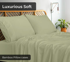 Royale Linens Cooling Pillow Cases Set of 2-100% Rayon Derived from Bamboo Cooling Pillowcase for Hot Sleepers - Soft & Silky Pillow Covers with Envelope Closure (Sage Green)