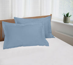Royale Linens Pillow Shams 2 Pack - Brushed 1800 Microfiber - Bed Pillow Shams Wrinkle Resistant Super Soft and Cozy- Back Overlap Closure- Oxford Pillow Case (Lake Blue)