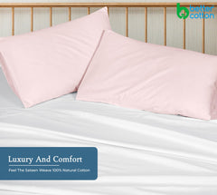 Royale Linens 400 Thread Count 100% American Grown Cotton Pillowcase Set - Luxury Sateen Pillow case - 20"x30" Inch - Soft & Smooth Set of 2 Pink Pillowcases - ( Kyoto Blush)
