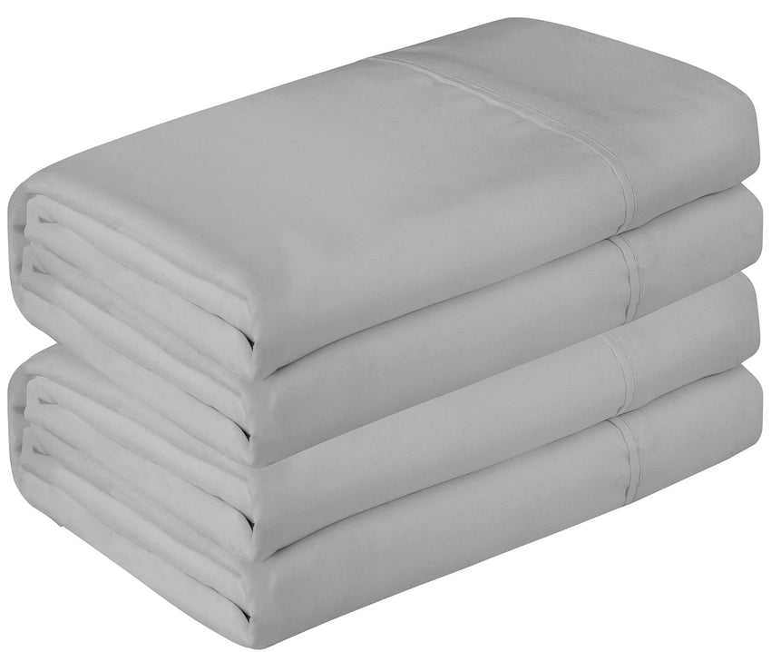 Royale Linen 2 Pack Bulk Flat Sheet Set - Top Sheet - Soft 1800 Microfiber - Wrinkle & Stain Resistant - for Hotel, Massage Table, Hospital, Dorm - Flat Sheet Sold Separately ( Silver)
