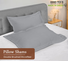 Royale Linens Pillow Shams 2 Pack - Brushed 1800 Microfiber - Bed Pillow Shams, Wrinkle Resistant Super Soft and Cozy - Back Overlap Closure - Oxford Pillow Case (Silver)