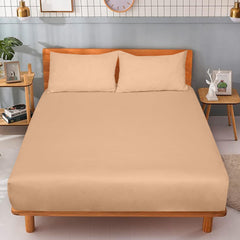 Royale Linens 300 Thread Count 100% Long Staple Combed Cotton Fitted Sheet - Super Soft Deep Pocket Bottom Sheet - Sand Fitted Sheet - Fitted Sheet Only - Elastic Sheet ( Sand)