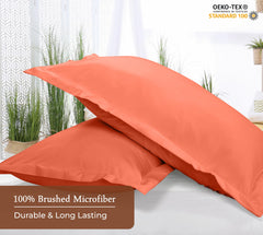 Royale Linens Pillow Shams 2 Pack - Brushed 1800 Microfiber - Bed Pillow Shams, Wrinkle Resistant Super Soft and Cozy - Back Overlap Closure - Oxford Pillowcases (Coral)