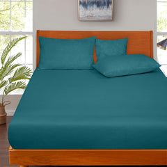 Royale Linens 300 Thread Count 100% Long Staple Combed Cotton Fitted Sheet - Soft Deep Pocket Bottom Sheet -Silver Fitted Sheet  - Fitted Sheet Only - Elastic Sheet (Teal)