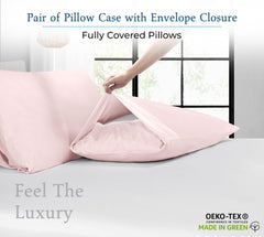 Royale Linens 400 Thread Count 100% American Grown Cotton Pillowcase Set - Luxury Sateen Pillow case - 20"x30" Inch - Soft & Smooth Set of 2 Pink Pillowcases - ( Kyoto Blush)