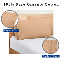 ROYALE LINENS 300 Thread Count 100% Long Staple Combed Cotton Pillowcases Set of 2 - Ultra Soft - Bed Pillow Cover - Breathable, Cool & Crisp Percale Sand Pillow Cases ( Sand)