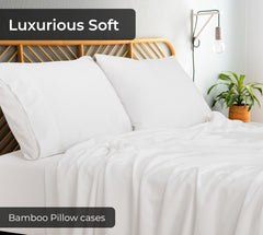 Royale Linens Cooling Pillow Cases Set of 2-100% Rayon Derived from Bamboo Cooling Pillowcase for Hot Sleepers - Soft & Silky Pillow Covers with Envelope Closure (White)