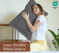 Royale Linens Pillow Shams 2 Pack -Brushed 1800 Microfiber - Bed Pillow Shams, Wrinkle & Fade Resistant Super Soft and Cozy -Back Overlap Closure - Oxford Pillowcase (Grey)